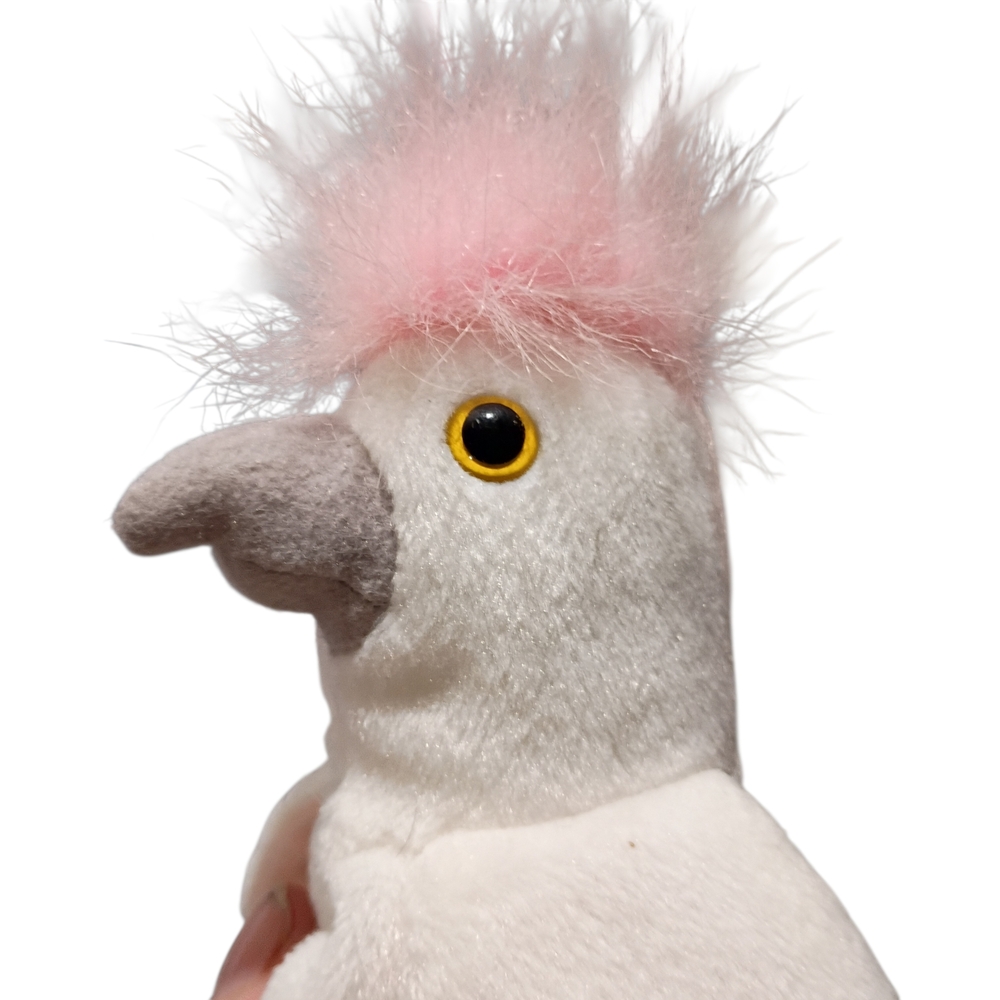 EUC Ty Beanie Buddies KuKu 8" Cockatoo Plush White Pink Stuffed Animal - Picture 6 of 8